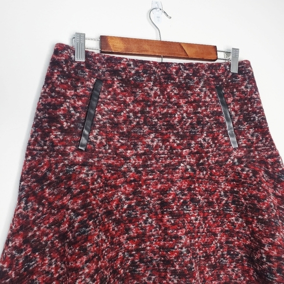NWT Ann Taylor Wool Blend Multicolor Flounce Hem A-line Mini Skirt Size 6 - Picture 2 of 7
